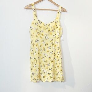 Old navy sweet butter yellow floral smocked back mini dress new